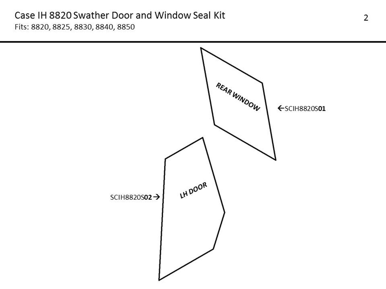 Case Ih 8820 8850 Swather Door And Window Seal Kit