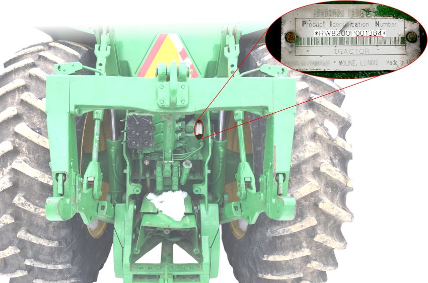 Serial number location on John Deere 8100 Series