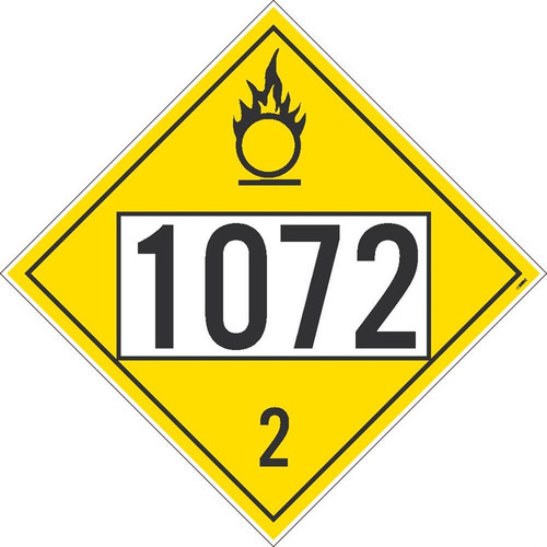 D.O.T. Truck Placard - 1072 - Oxygen - .030 Rigid Plastic