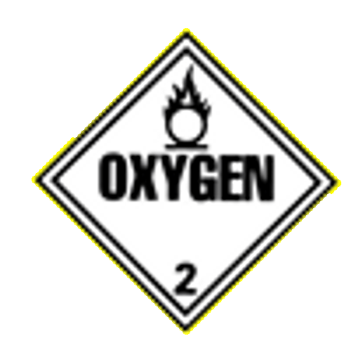 D.O.T. Truck Placard - Oxygen - Pressure Sensitive Vinyl