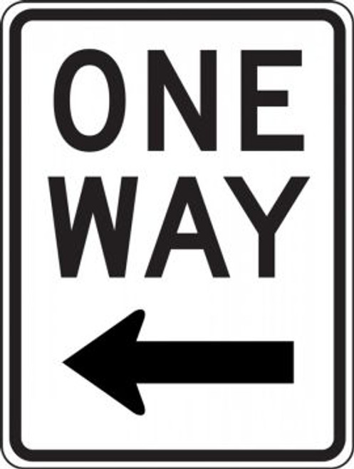 One Way (Left) Sign - 12"x 18" Baked Enamel on .080 Heavyweight Aluminum Reflective