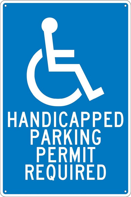 Handicapped Parking Permit Required Sign - 12"x 18" Baked Enamel on .080 Heavyweight Aluminum