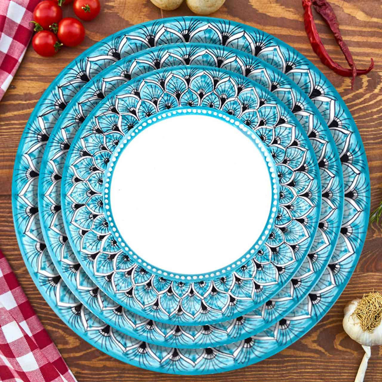 Deruta Dinnerware Peacock | Table Service Of Italian Pottery