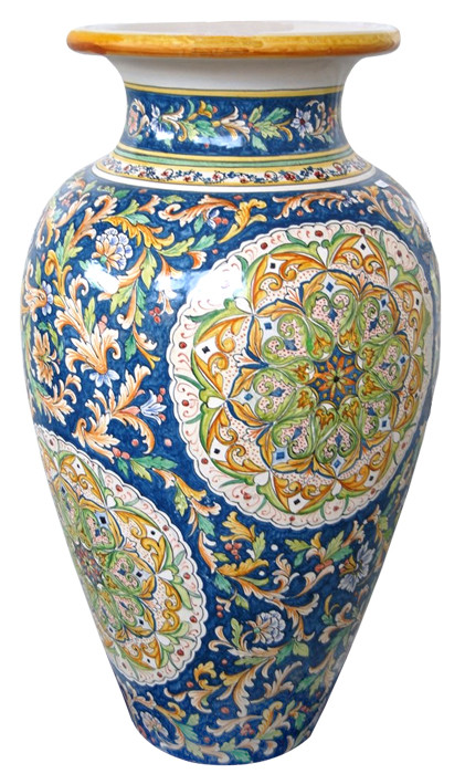 インテリア小物 Deruta デルトゥ 花瓶 青い花装飾