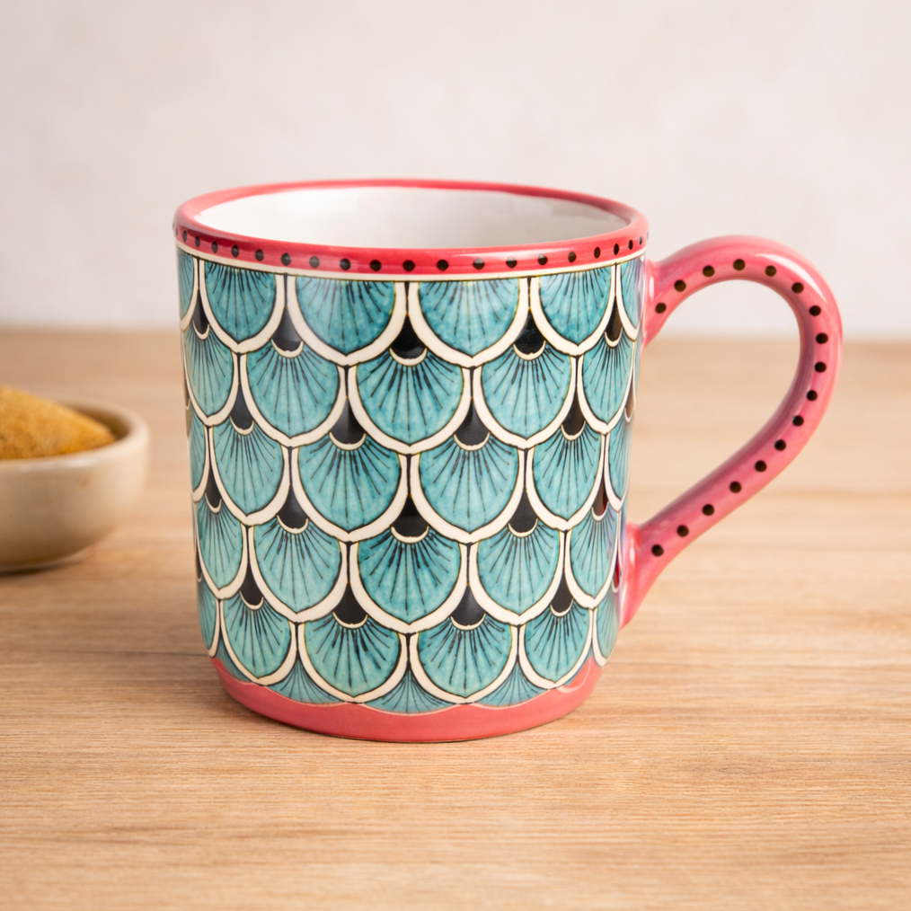 Mod Deruta Peacock Mug
