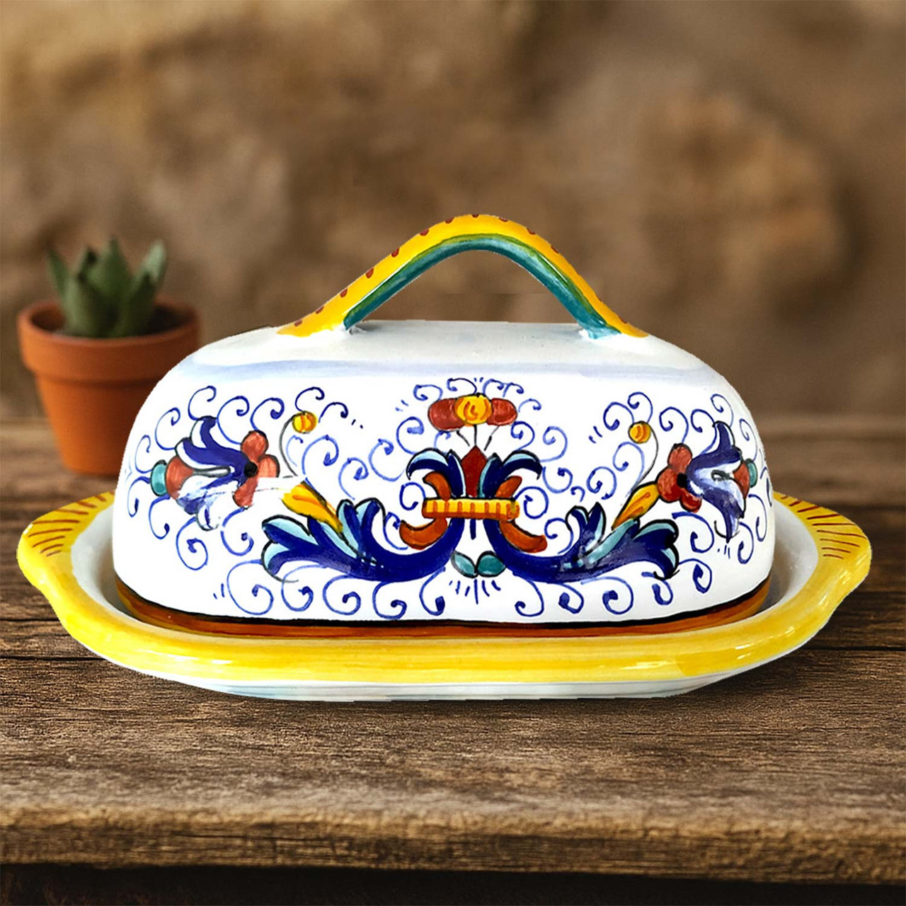 DERUTA（デルータ）】イタリア製・ハンドペイント二連ディッシュ