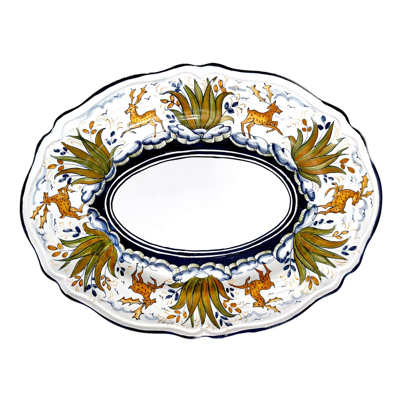 Oval serving Tray Deruta Pottery-Deer Collection