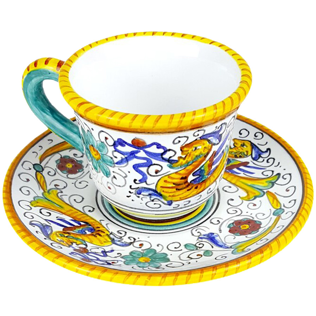 Espresso cup and saucer Raffaellesco handpainted in Italy