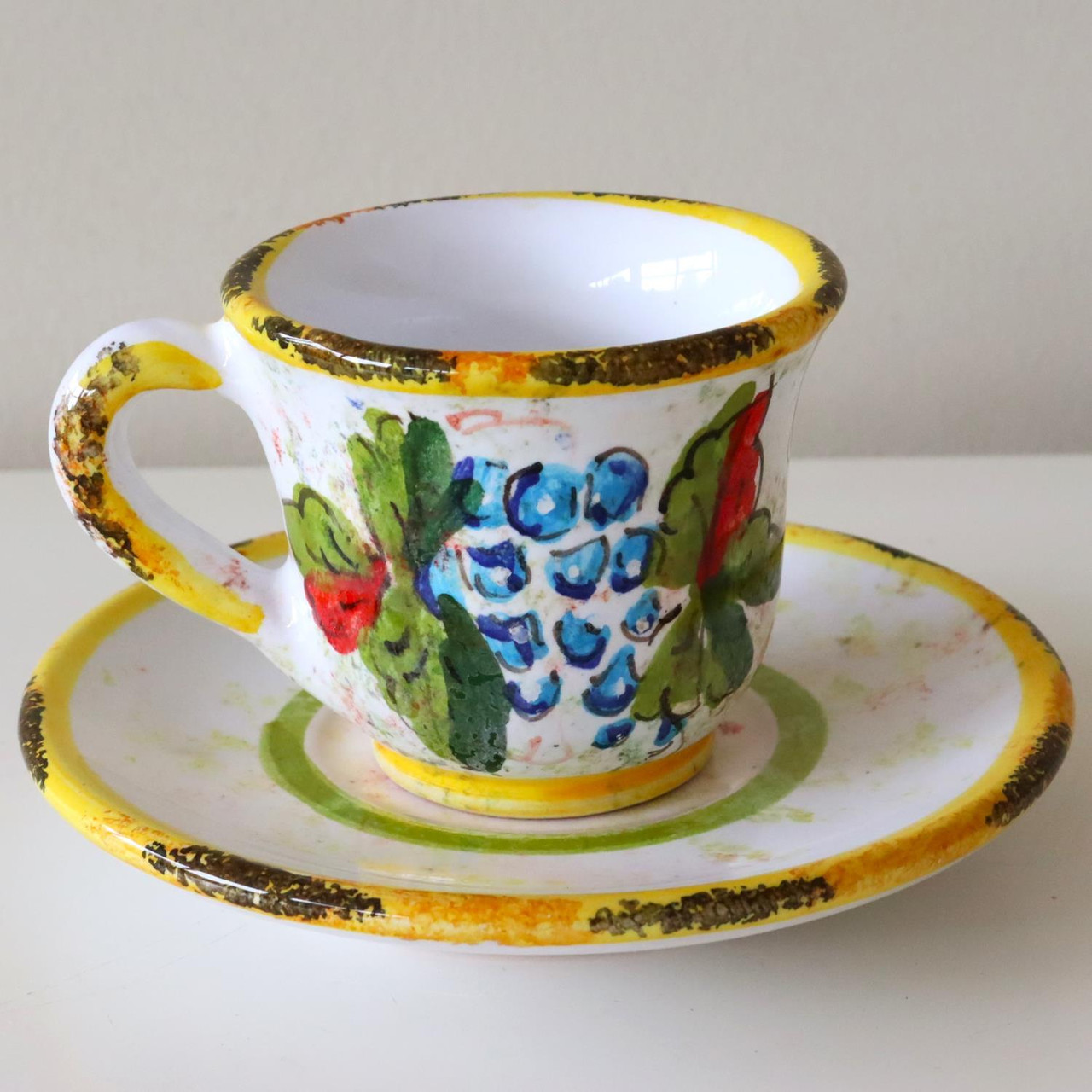 Italian Ceramic Espresso Cup Mod Ceramics Handpainted