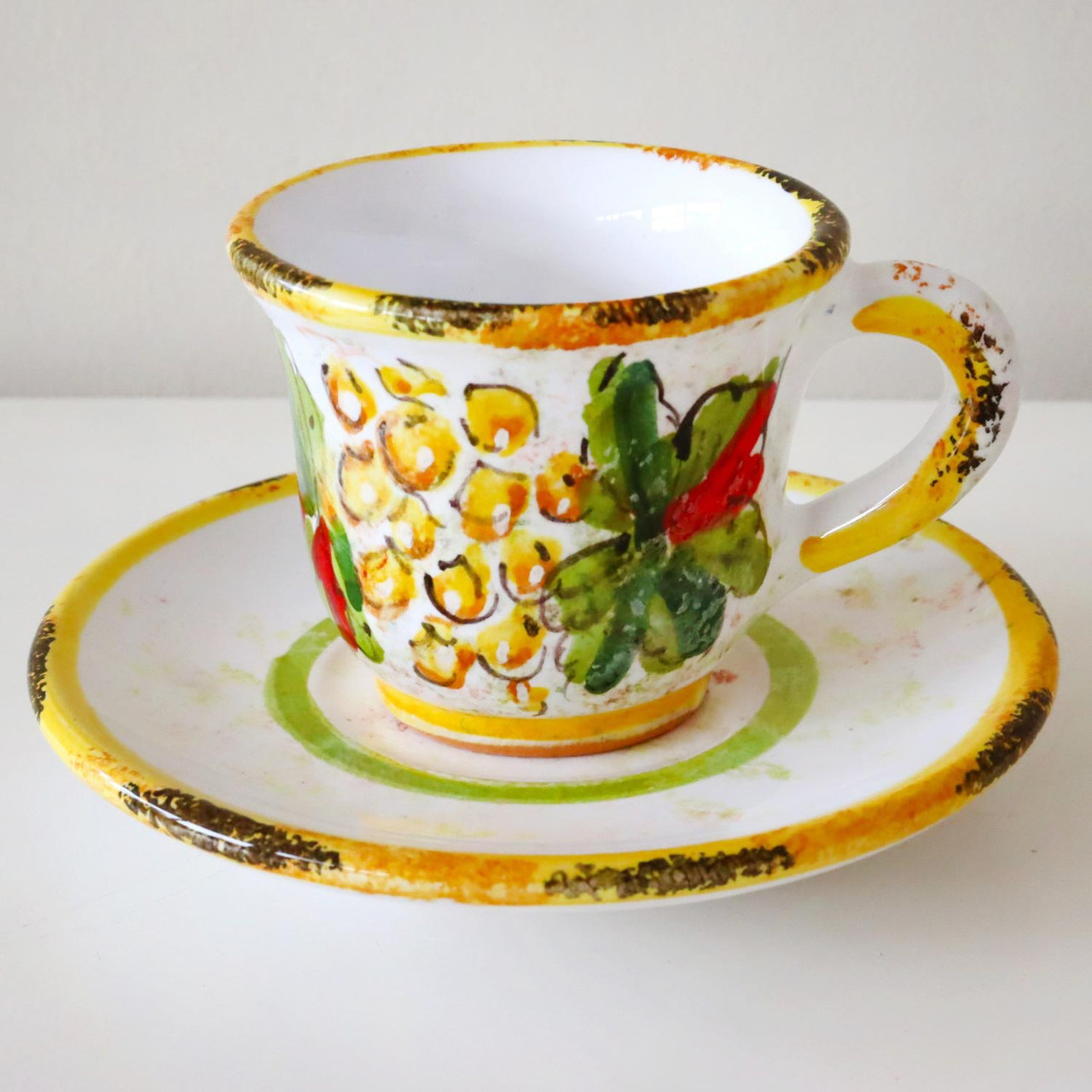 Italian Ceramic Espresso Cup Mod Ceramics Handpainted