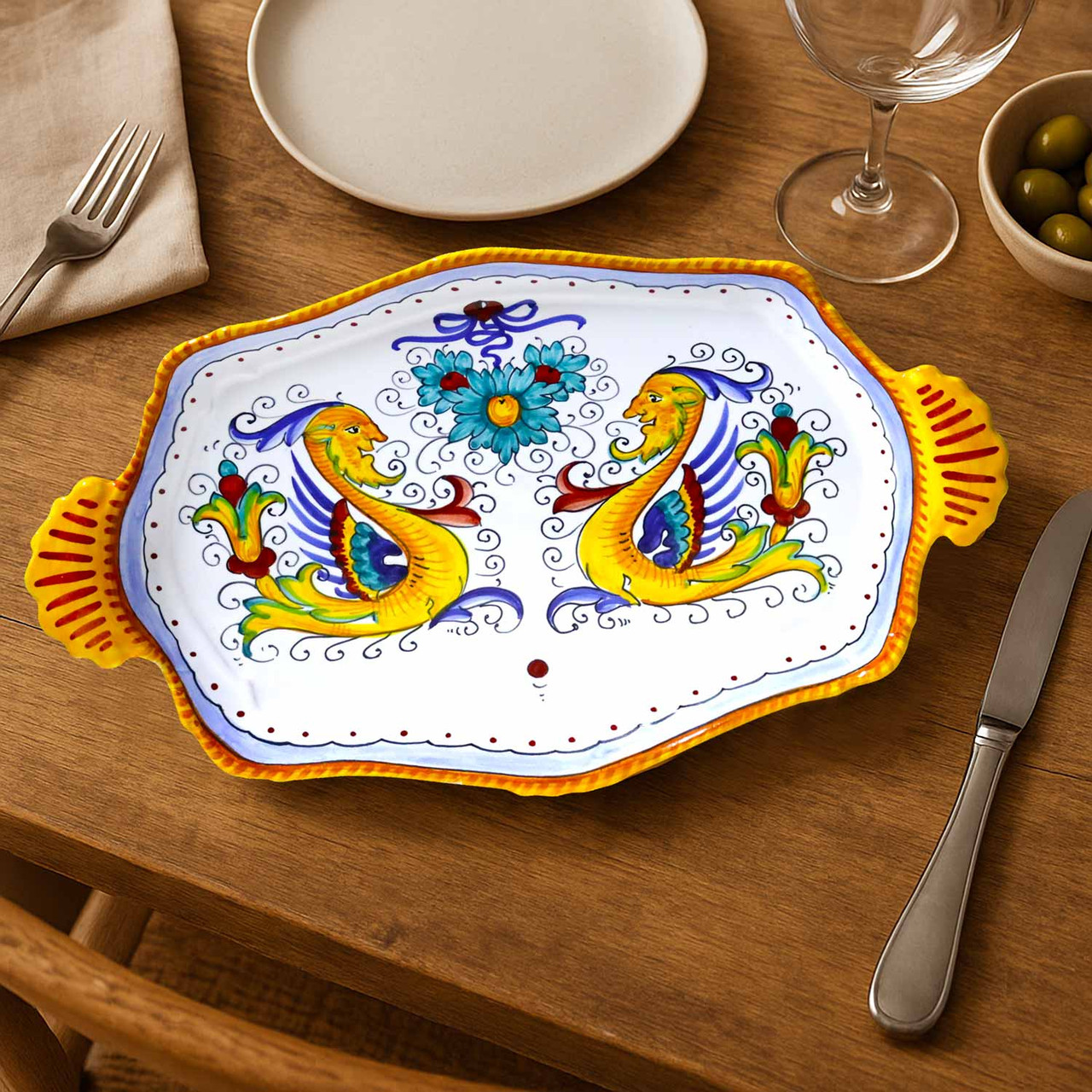 パイプ　Raffaello ラファエロ RIMINI イタリア製　台座セット Raffaellesco Tray Of Pottery | Original Of Deruta