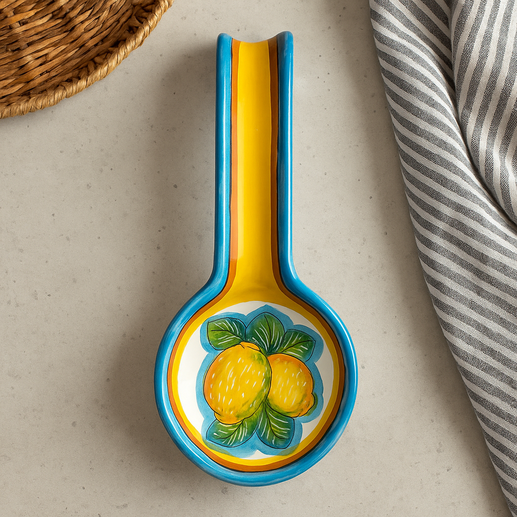 Italian Pottery Spoon Rest with Lemon