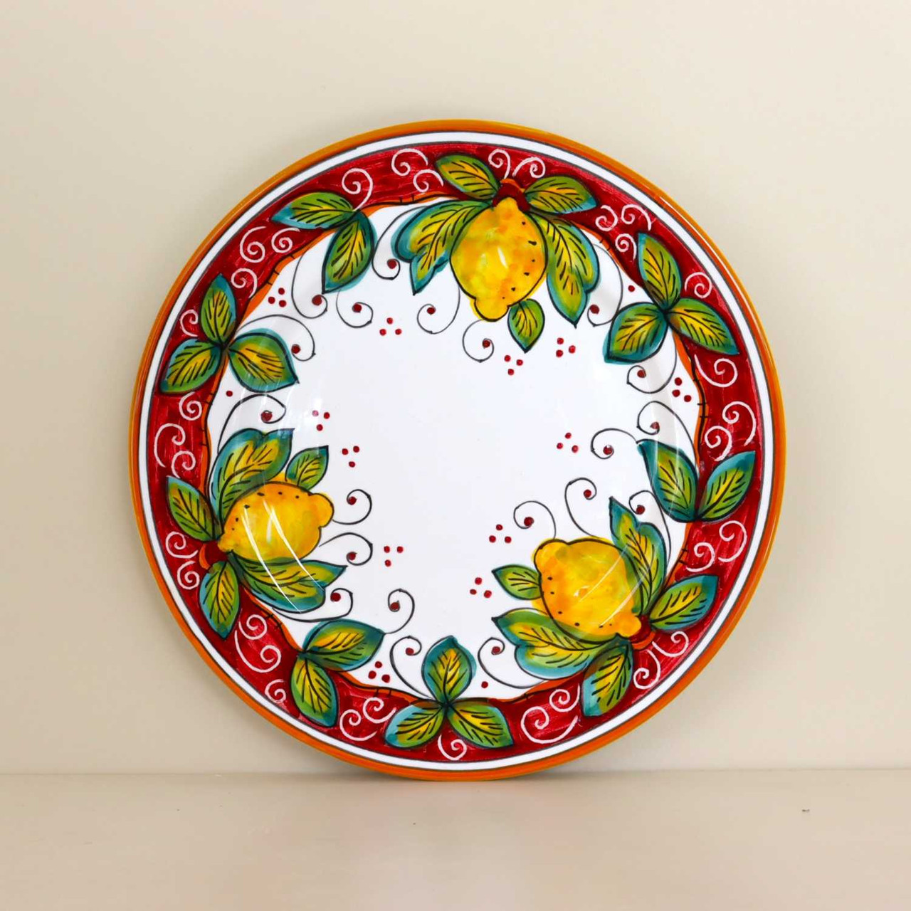 Alcantara Red Salad Plate | Hand Painted Deruta Pottery