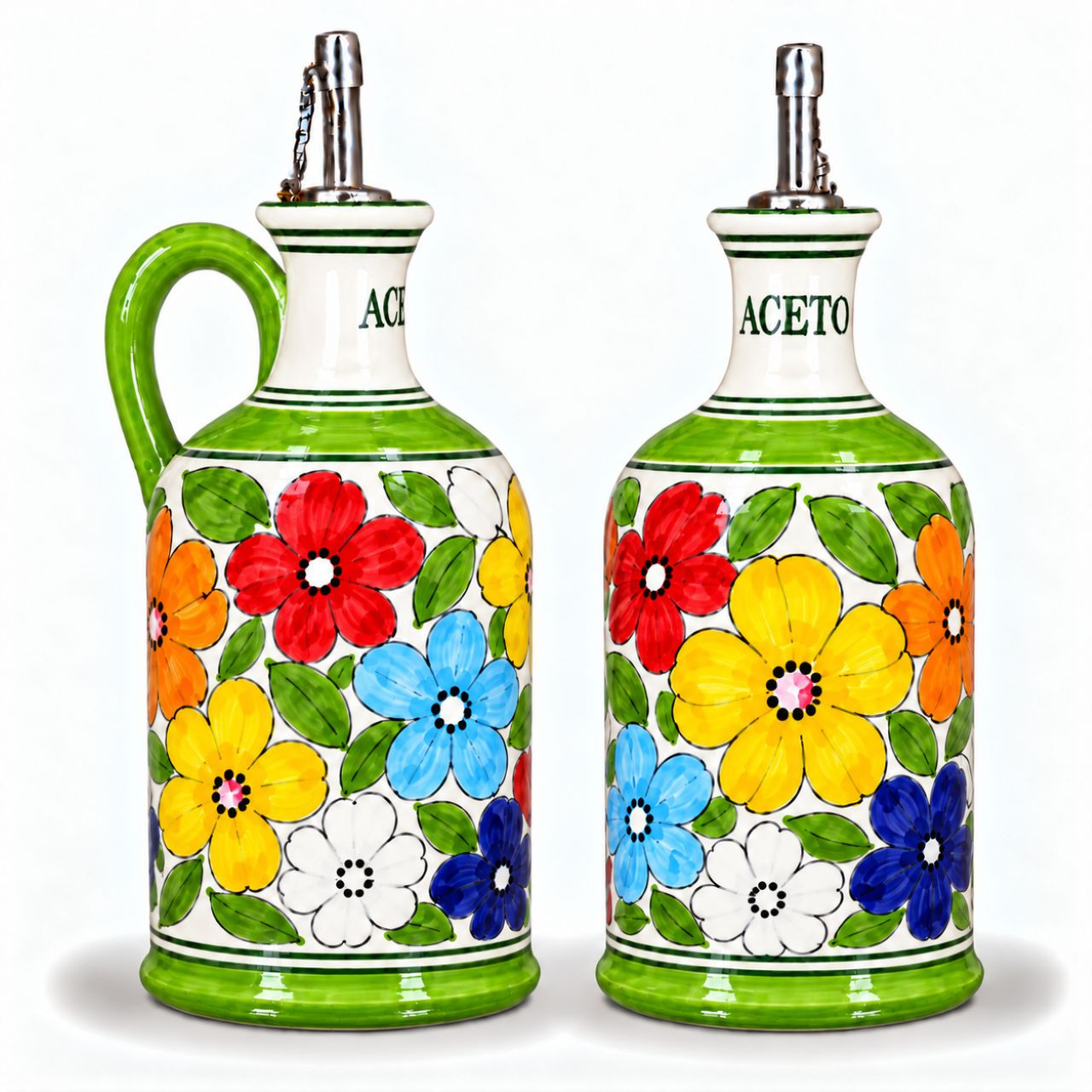 Daisy Vinegar Bottle | Italian Ceramic Oil and Vinegar Cruet
