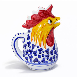 Rooster Pitcher Arabesco Blu - Deruta Ceramics
