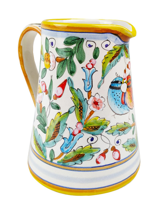 Hand painted Love Birds Italian ceramic jug vase - MOD Deruta Collection Hand painted Love Birds Italian ceramic jug vase - MOD Deruta Collection
