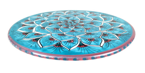 Under pot light blu peacock decoration of majolica