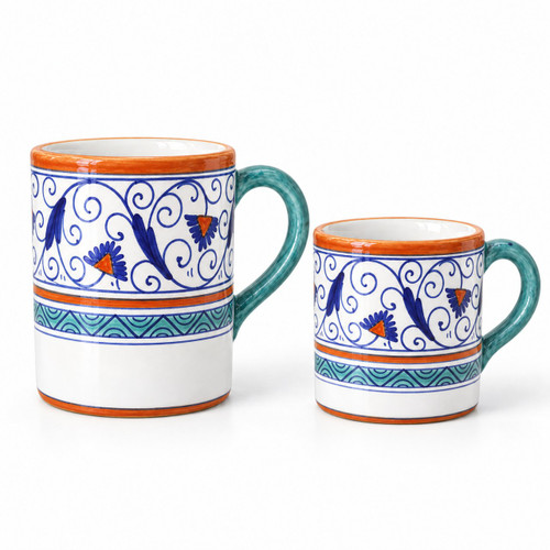 Penny Traditional mug – hand-painted Italian majolica coffee mug, Deruta pottery made in Italy