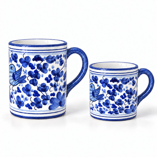 Arabesco Blu Traditional mug, blue arabesque decoration – hand-painted Italian majolica coffee mug, Deruta pottery made in Italy