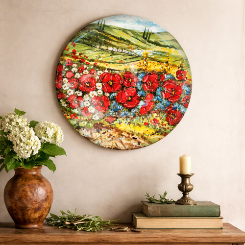 Hand-painted Umbria wall plate in Italian ceramic from Deruta