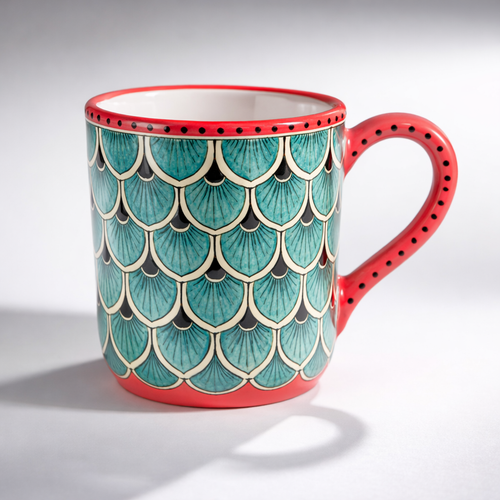 Mod Deruta Peacock Mug - Thumbnail 2