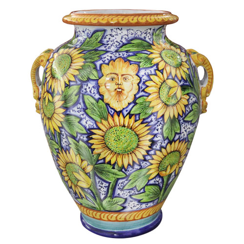 Ceramic Large Vase Sunflowers | Italian Pottery
