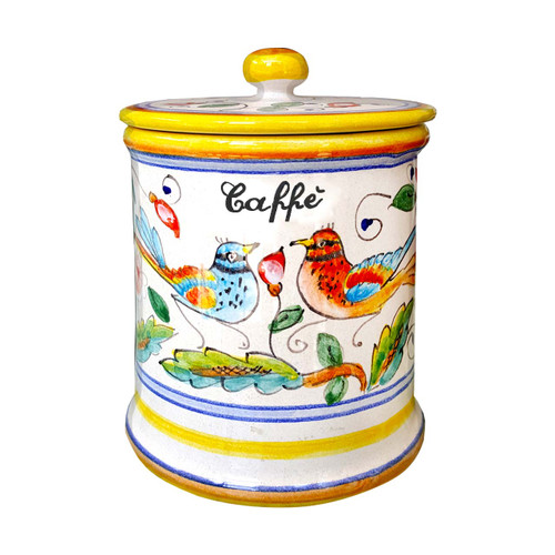 Italy-Pottery-Coffe-Jar-Love-Birds-Pattern