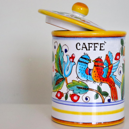 Love Birds Coffee Jar | Hand-Painted Italian Ceramic Pottery