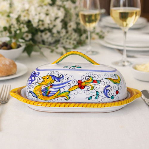 Italian Ceramic Raffaellesco Butter dish
