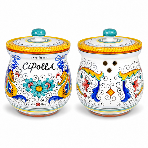 Deruta Pottery Onion Holder with Raffaellesco decoration