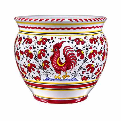 Italian Home Decor pottery  Vase of Ceramic made in Deruta_Galletto Red