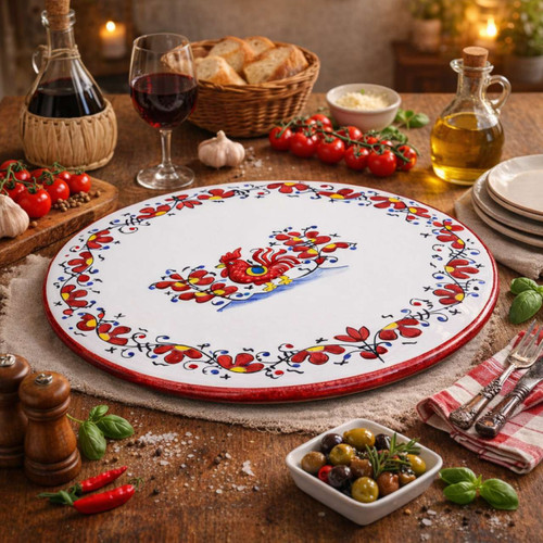 Italian Ceramic Pizza Plate – Galletto Red