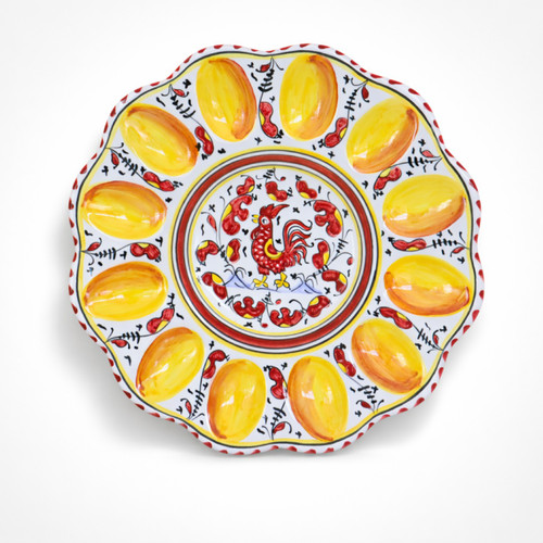 Italian ceramic egg tray_Rooster red collection Deruta
