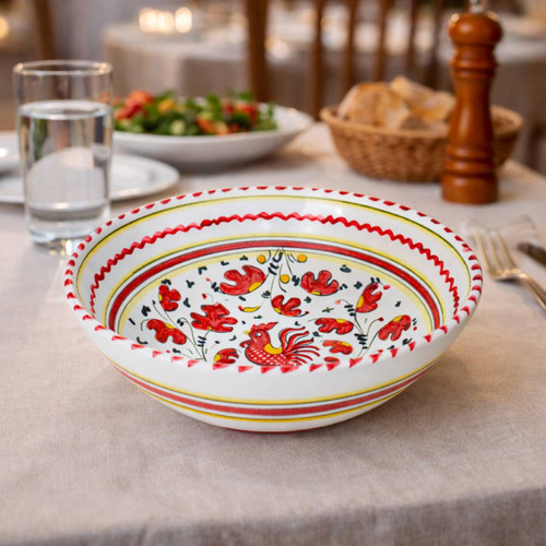 Italian serving bowl from deruta_galetto red