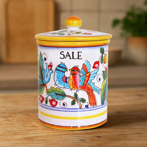 Love Birds Handpainted-Italian Ceramics Jar_Mod Deruta