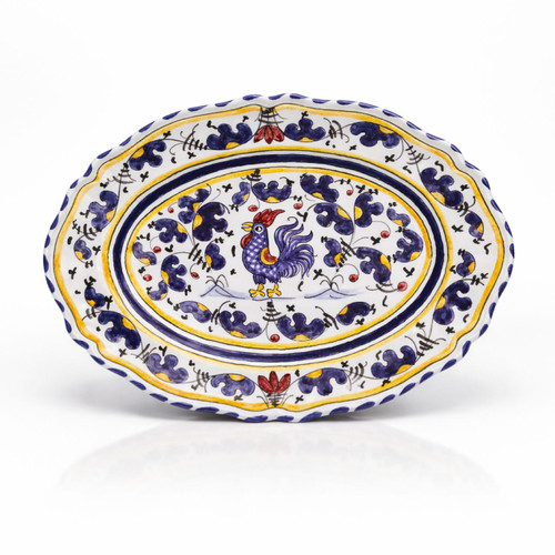 Oval serving tray galletto  blu_ Mod Deruta Heritage