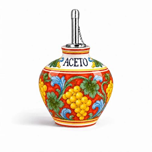 Corallo Bubble vinegar bottle – hand-painted Italian majolica vinegar cruet with spout, Deruta pottery made in Italy