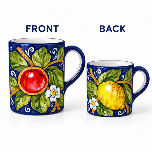 Capri Traditional mug, decorated with lemons – hand-painted Italian majolica coffee mug, Deruta pottery made in Italy