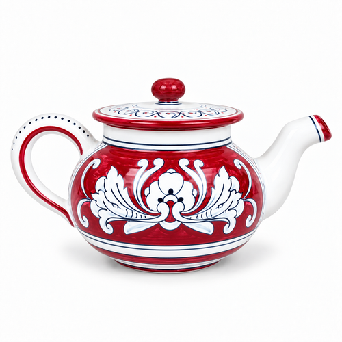 Italian ceramic teapot '600 red background