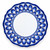 Peacock Blue dinner plate, cobalt blue peacock feathers around a white center – hand-painted Italian majolica, Deruta pottery made in Italy