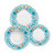 Arabesco Light Blue 3-piece place setting: dinner plate, pasta bowl and salad plate, small turquoise flowers and dots with a little bird – hand-painted Italian majolica, Deruta pottery made in Italy