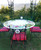 Lava stone table made in deruta roses and sunflower