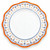 Archetti dinner plate, small orange and blue arches on a light blue band with an orange rim – hand-painted Italian majolica, Deruta pottery made in Italy