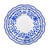 Arabesco Blue 3-piece place setting seen from above, blue and white rims – hand-painted Italian majolica, Deruta pottery made in Italy
