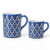 Peacock Total Blue Traditional mug, blue peacock feather scale pattern with blue dotted rim – hand-painted Italian majolica coffee mug, Deruta pottery made in Italy