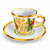 Italian Ceramics espresso cup and saucer, yellow grapes and green vine leaves with a rustic yellow rim – hand-painted Italian majolica, Deruta pottery made in Italy