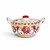 Italian ceramic cheese holder in Galletto Red with hand-painted rooster design.