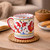 Coffe Mug Red Rooster decoration mod deruta