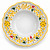 Arabesco Yellow pasta bowl, yellow flowers and berries with a small bird on a white rim – hand-painted Italian majolica, Deruta pottery made in Italy
