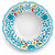 Arabesco Light Blue pasta bowl, turquoise flowers and dots with a small bird on a white rim – hand-painted Italian majolica, Deruta pottery made in Italy